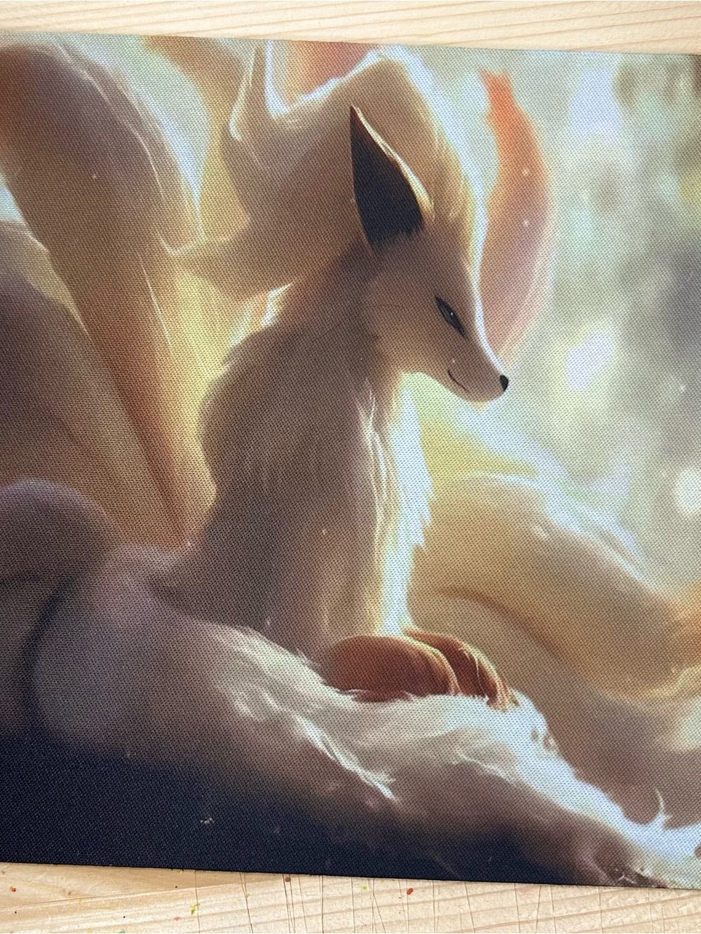 Radiant Nine-Tailed Fox Mousepad Cream & Gold